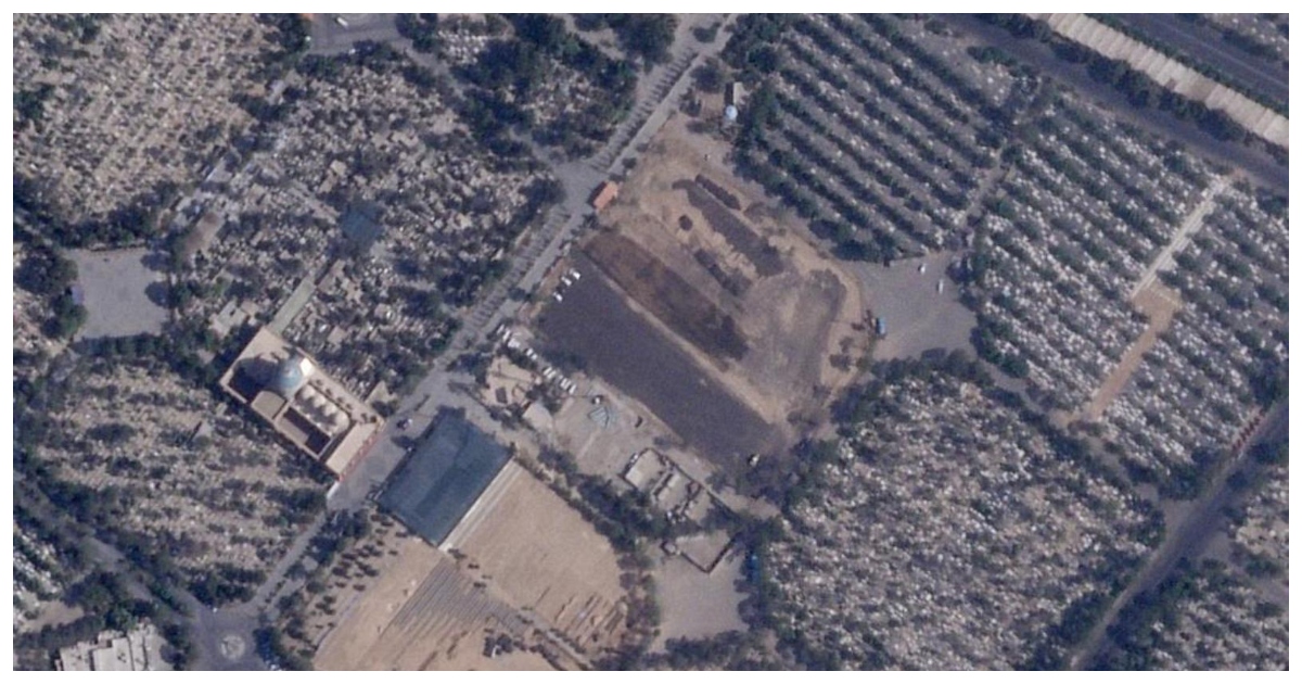 স্যাটেলাইট ছবিতে দেখা যায় জমিটি নতুনভাবে পাকা করা হচ্ছে। ছবি: টাইমস অফ ইন্ডিয়া